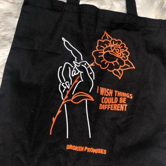 Zumiez Handbags - New Zumiez Broken Promises I Wish Things Could Be Different Black Goth Tote Bag